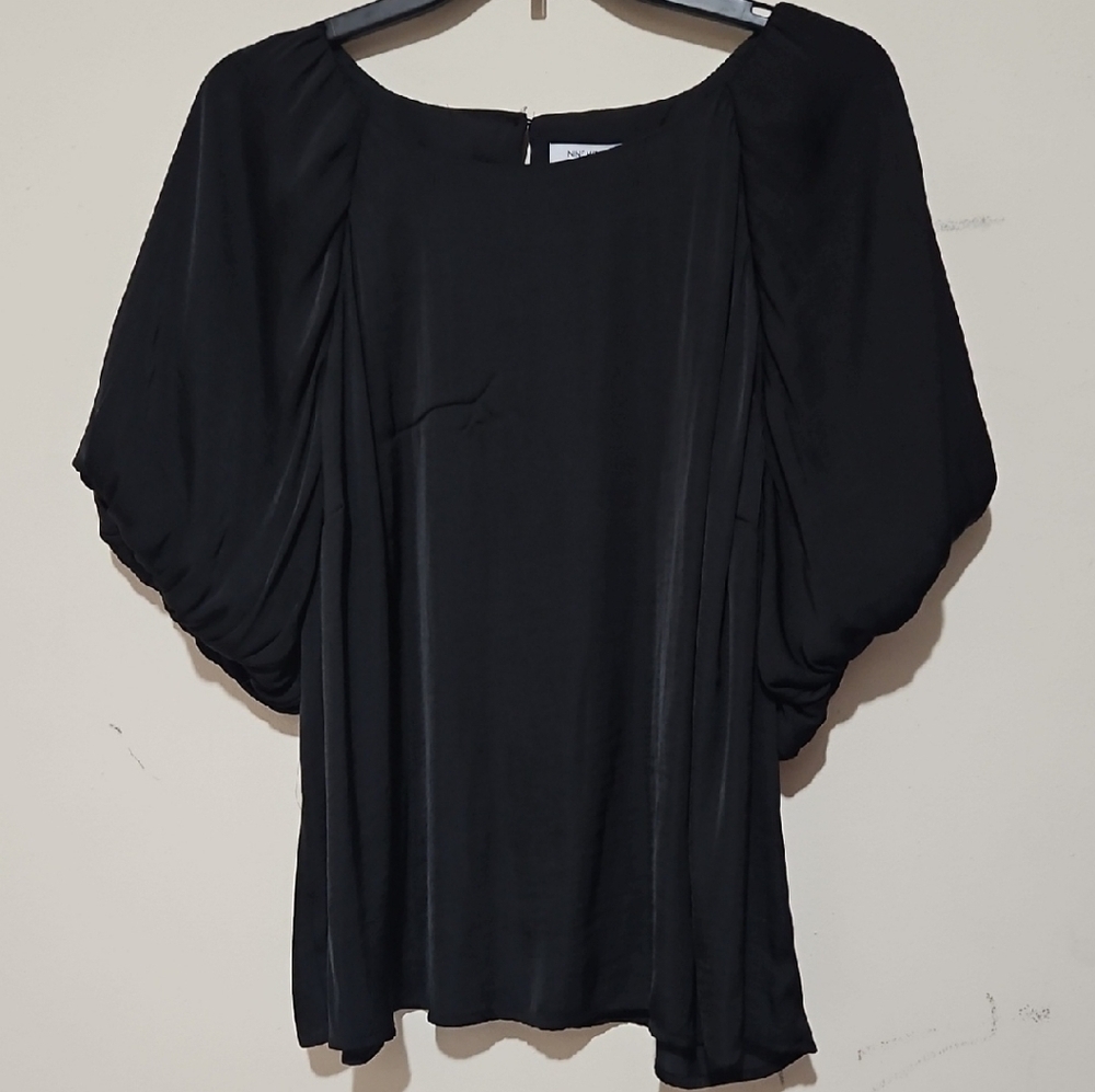 EUC Nine West Black Blouse with Puff Sleeves